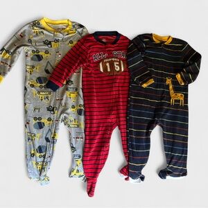 SOLD Carters bundle of 3 boys fleece footies playsuit pajamas size 24mo